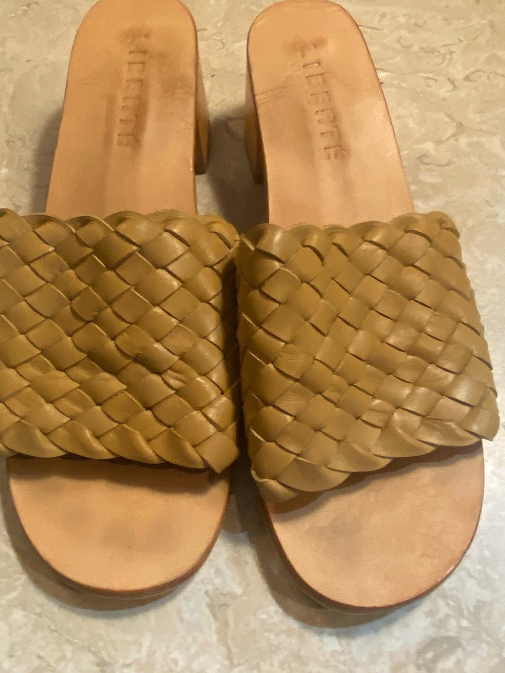 Braided Mule Slides in Tan - Women’s Woven Slip-On